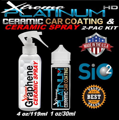 Xtreme Platinum Nano (4 YEAR) 1oz Ceramic Clear Coat & 4oz Xtreme Ceramic  Spray Booster 2-Pack Value Kit
